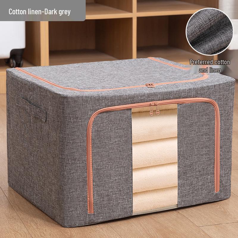 Steel Frame Waterproof Clothes Storage Box - Large Transparent Moisture-Proof Organizer for Quilts