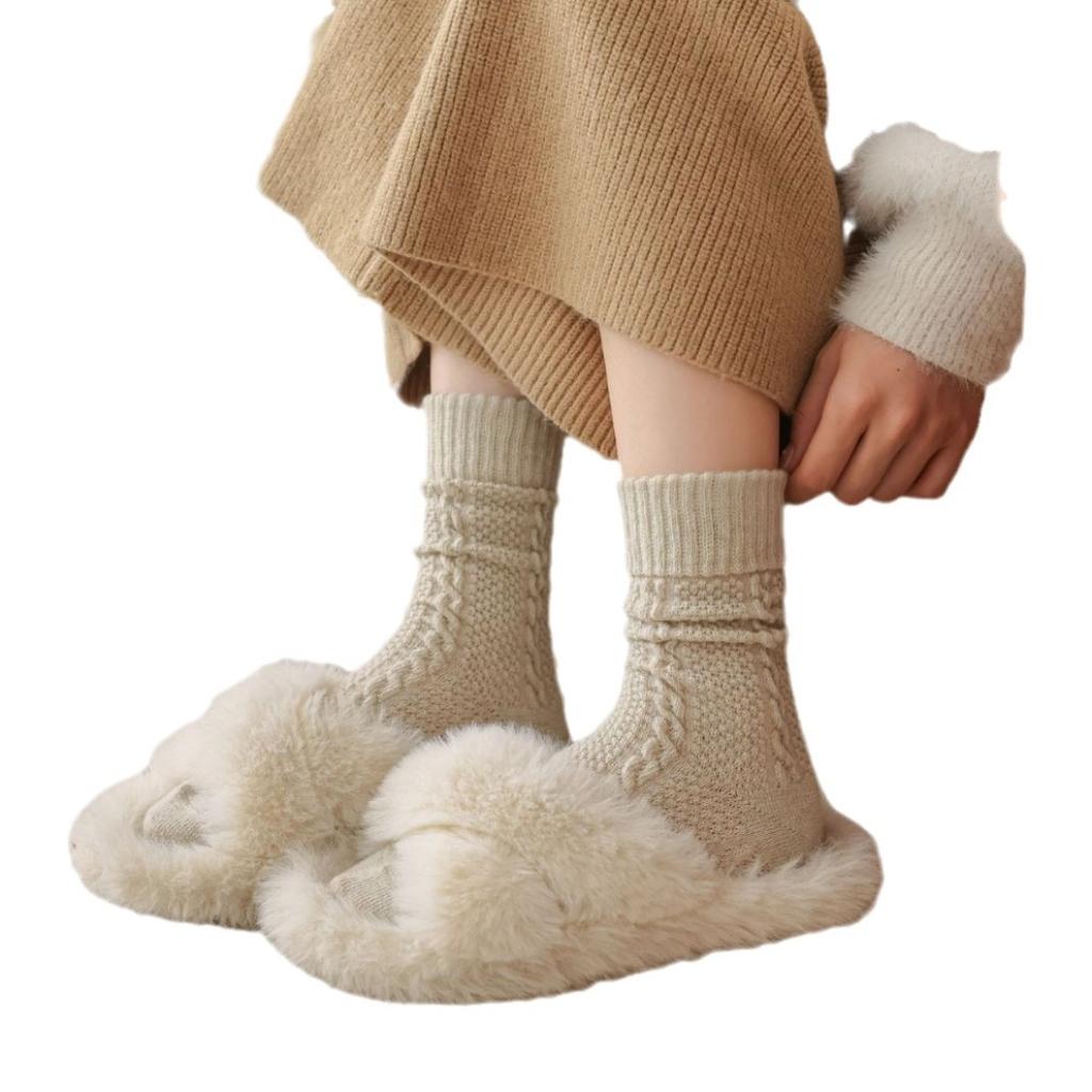 Wool Socks Children'S Twist Retro Trendy Simple Solid Color Medium Tube Socks Gray Thickened Stacking Socks