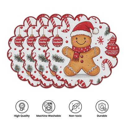 38cm Weihnachten Kreisförmige Wellen Tischsets Rutschfest Hitzebeständig Tischmatten Weihnachtsdekoration Tischdecke