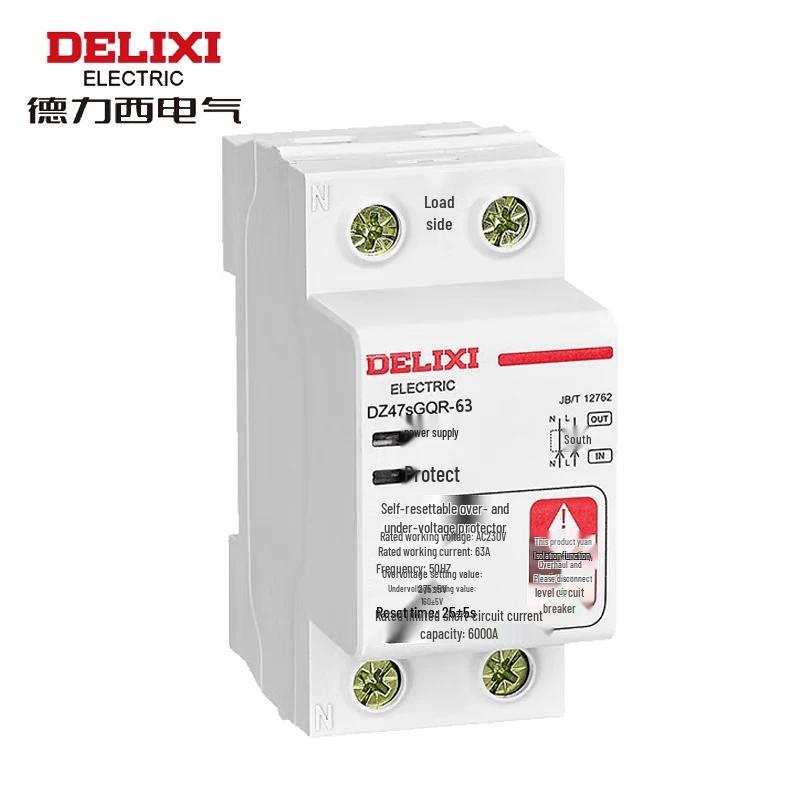 DELIXI Electric 1P+N 63A Auto-Reset Over/Under Voltage Protector