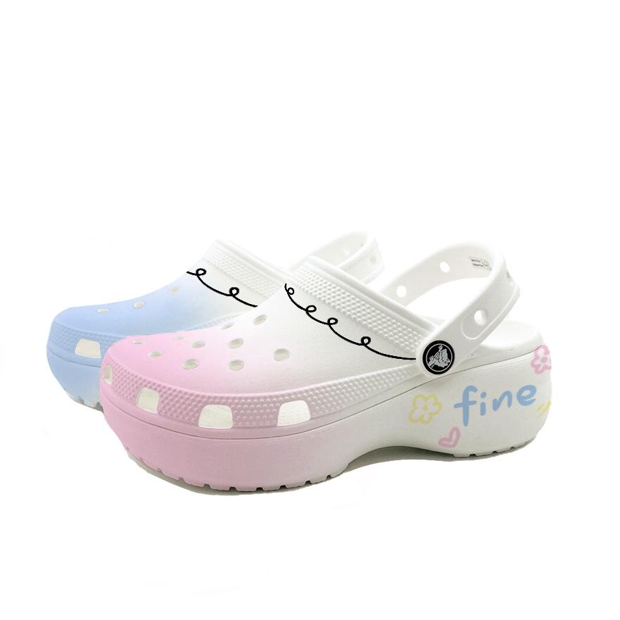 

Crocs Classic Platform Clog Mandala Girl s School Style EVA Hole Shoes Unisex Blue Pink 34-35