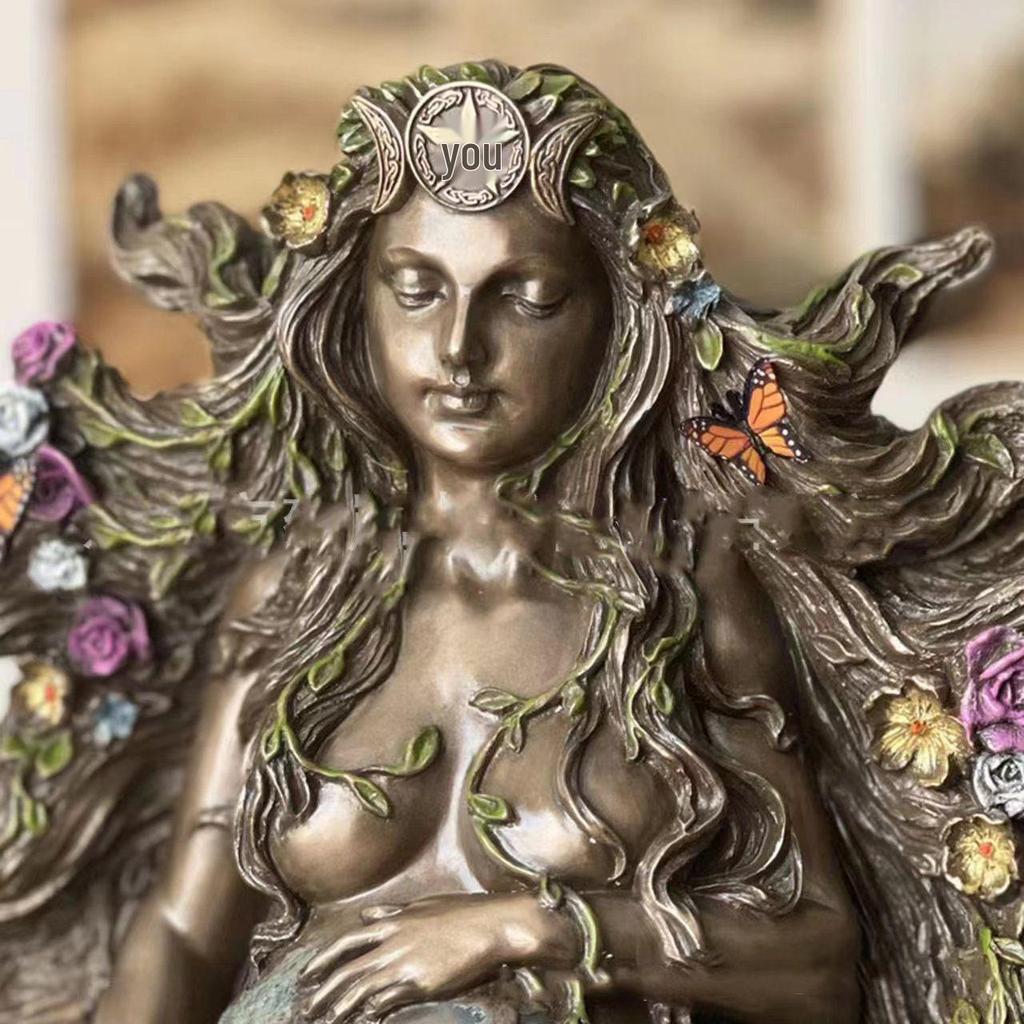 Butterfly Cross Mother Earth Gaia Resin Statue Home Decor