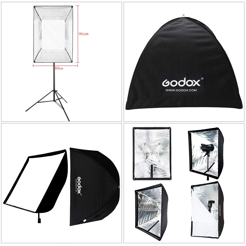 GODOX 60x90cm Umbrella Softbox Rectangular Box Compact Portable with Storage Case LED Video Light Monoblock Strobe Photography for Studio Photography