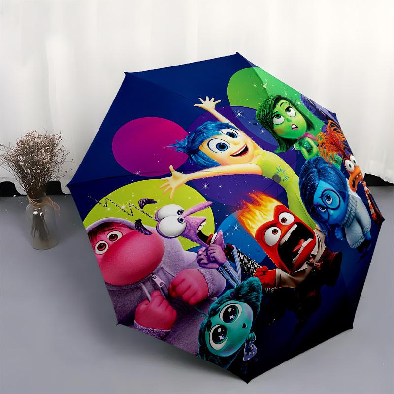 nside Out Themed Automatic Opening and Closing Umbrella, Brightly Colored 8-rib Portable Umbrella