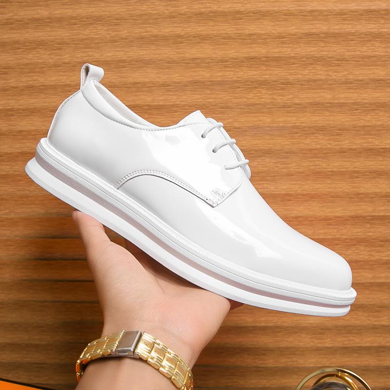 Autumn New Pointed Toe Patent Leather Lace-up Formal Casual Men's Shoes, Large Size.