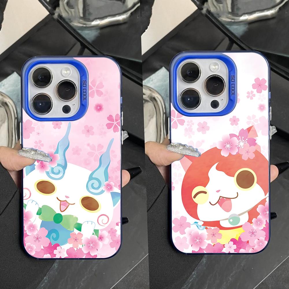 Yo-kai Cute W-Watch Phone Case For iPhone 16,15,14,13,12,11,Pro,Max,Plus,Mini,XS,SE Anti Fall Blue Matte Hard Bumper