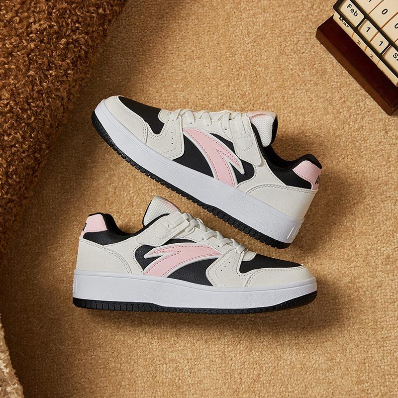 Anta Comfortable Versatile Non-Slip Wear-Resistant Low-Top Kids Skate Shoes Kids Sneakers Beige Black White A22448099-3