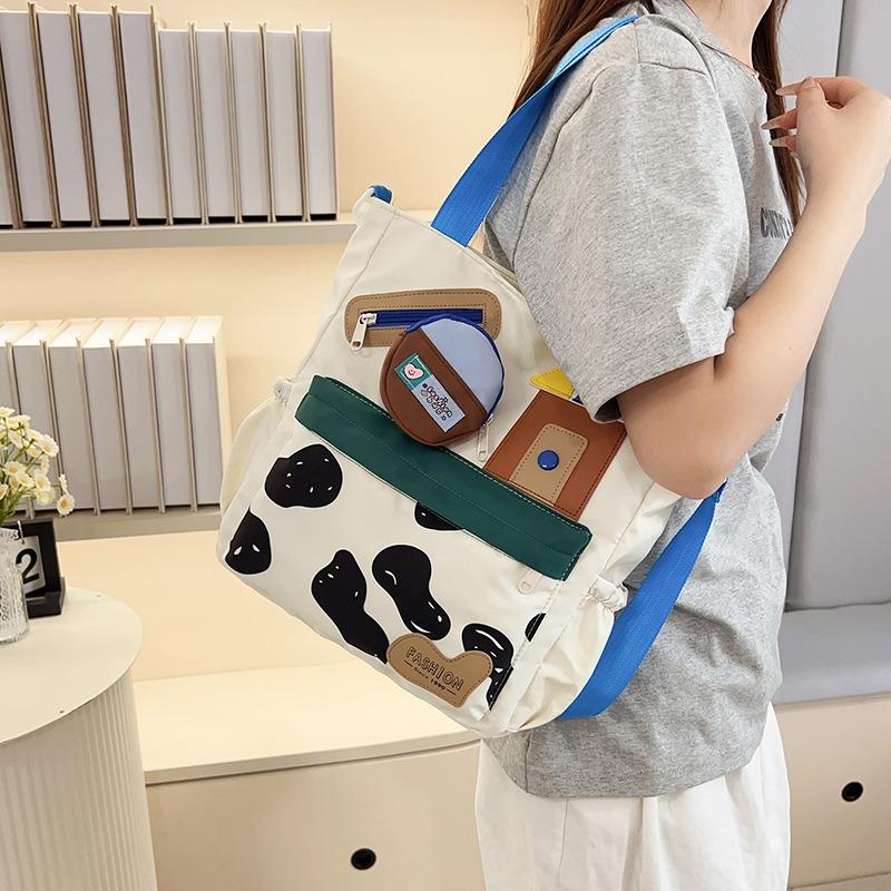 New cute sweet cartoon casual large-capacity tote bag contrasting color beautiful portable shoulder messenger bag women