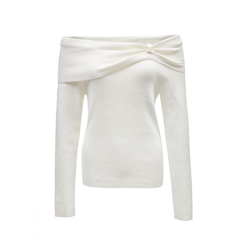 VEROMODA Women's 2025 Spring Detachable Brooch Turtleneck Knit Sweater