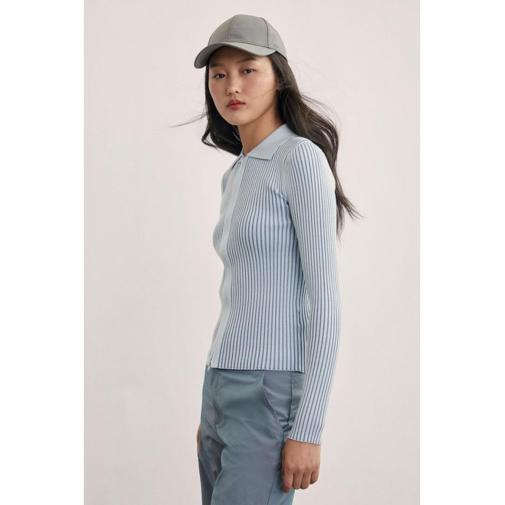 

Кардиган с воротником на молнии HM светло-голубой в полоску