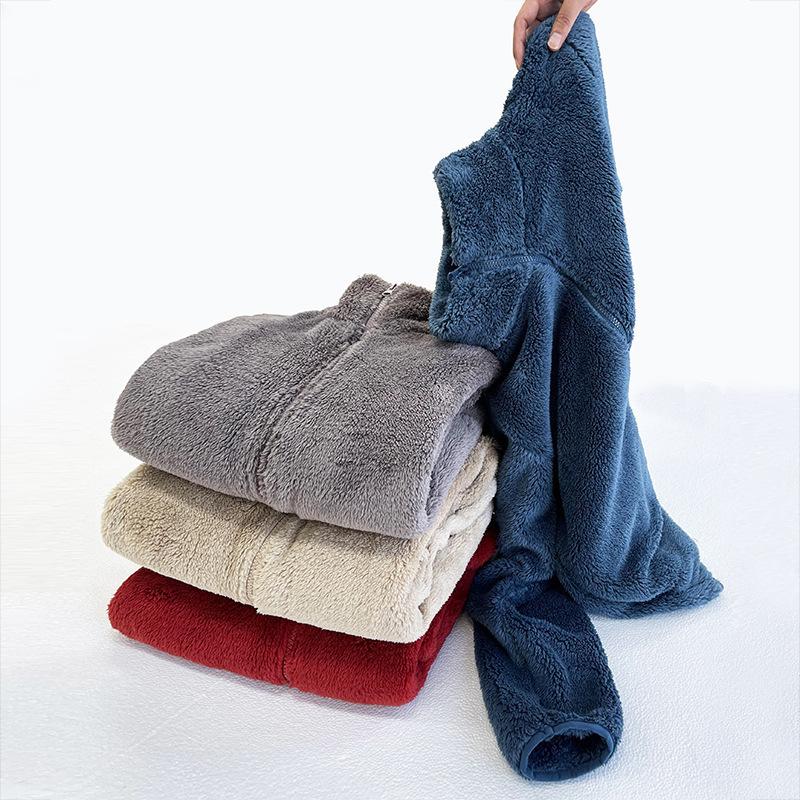 Double-sided plush fleece jacket men's and women's autumn and winter fleece jacket liner coral fleece top warm and fleece thickened