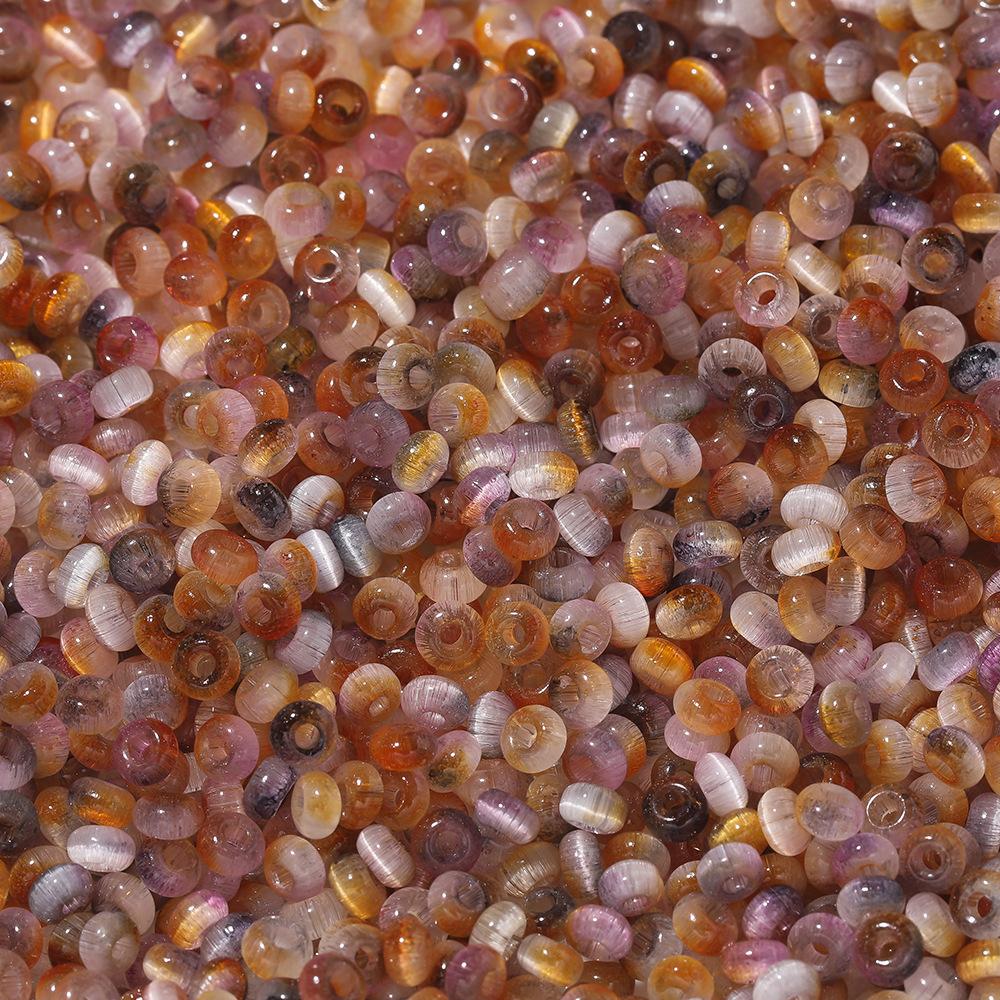 About 2 * 4mm Glass Two-color Cat's Eye Beads, DIY Bracelet Beaded Jewelry Accessories
