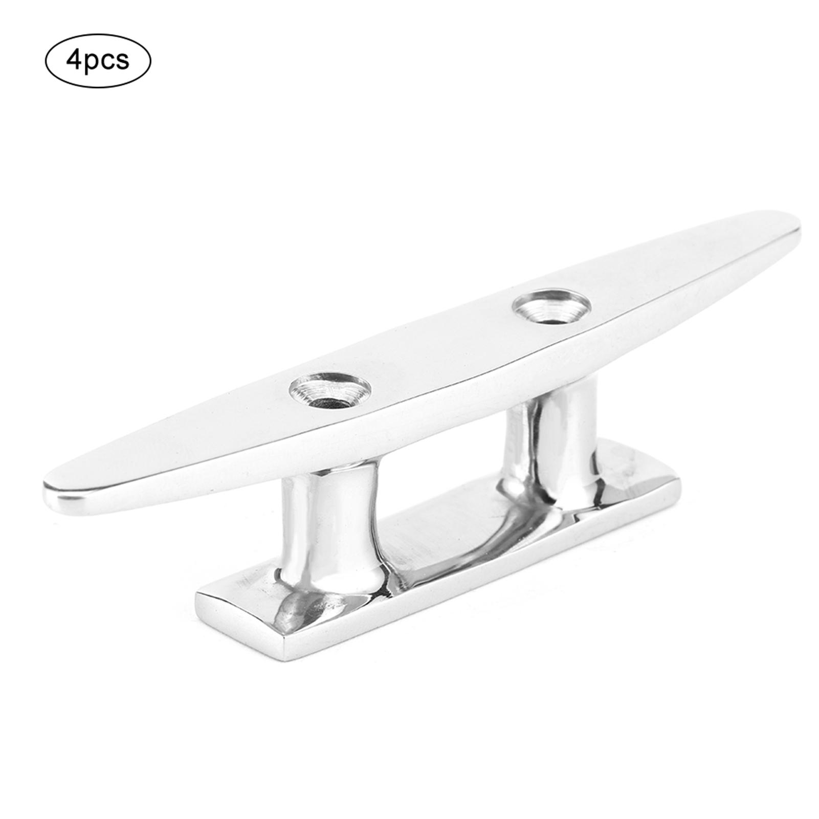 

4Pcs 100mm 3.9in Stainless Steel Boat Dock Deck Mooring Rope Cleat Accessory белый