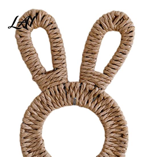 Rustic Rabbit Wall Decor Easter Bunny Woven Basket Handmade Hanging Basket Cute Animal Shaped for Dried or Faux Flowers Plants Farmhouse Home