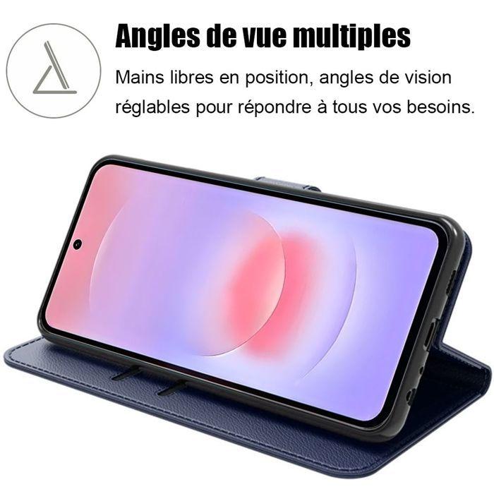 Coque pour Samsung Galaxy A37 5G, Protection Intégrale Anti-Rayures Antichoc Synthécuir Bleu Marine