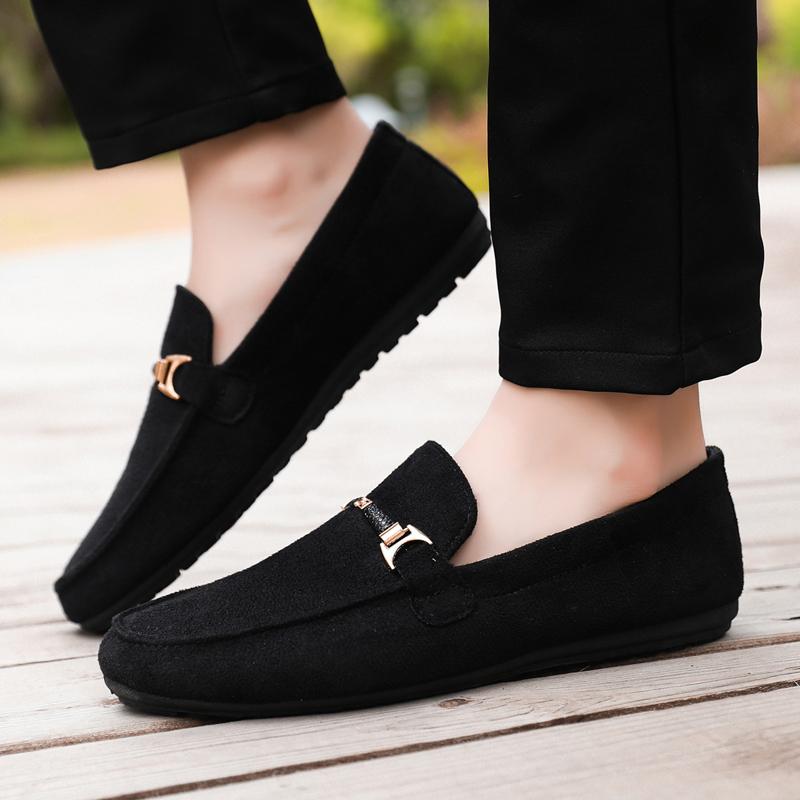 Suede Loafers Men Slip On Soft Moccasins Breathable Flats Driving Shoes Men Leather Casual Shoes Handmade