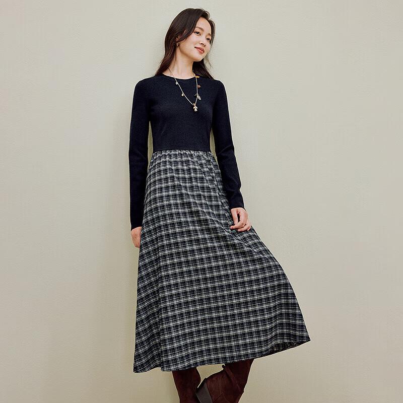 

Inman Women s Patchwork Plaid A-Line Midi Dress M