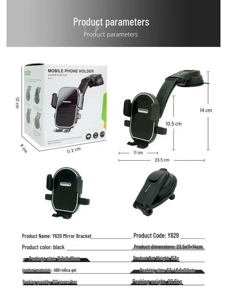 Luxuriöser einziehbarer, drehbarer Autotelefonhalter mit Saugnapf für die Mittelkonsole