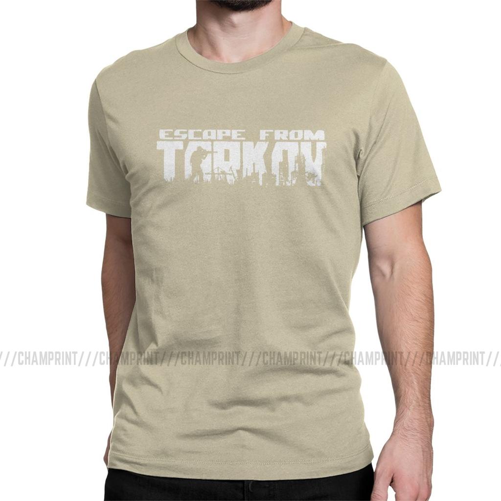 Escape From Tarkov Logo T Shirt for Men 100 Cotton Casual TShirt O Neck Survival Shooter Game Tees Short Sleeve Tops 5XL 6XL
