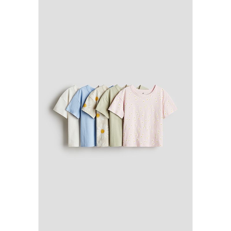 HM Children s Clothing Fall Girl 2025 New Arrival 5-Piece Cotton T-shirt 1276769