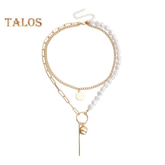 

Многослойное ожерелье из искусственного барочного жемчуга для женщин, ожерелье из искусственного жемчуга с подвесками в виде цепочки, ювелирные изделия для жены и подруги золотистый