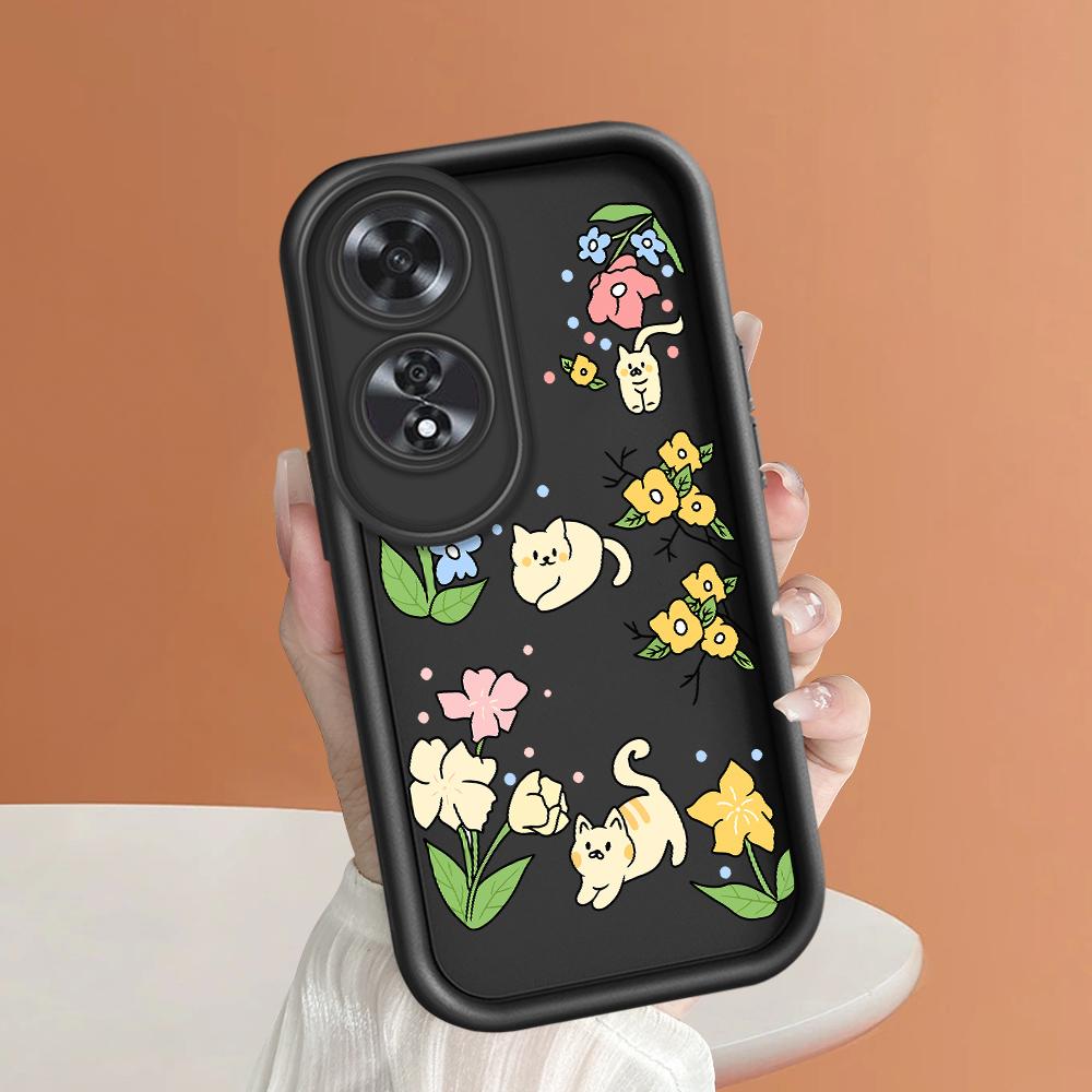 For Realme 11 11x 12x 12 Pro C21 C30 C33 C35 C65 OPPO A18 A38 A60 A96 Reno 10 11 12 Pro Flowers Pattern Soft Full Camera Protect Phone Case