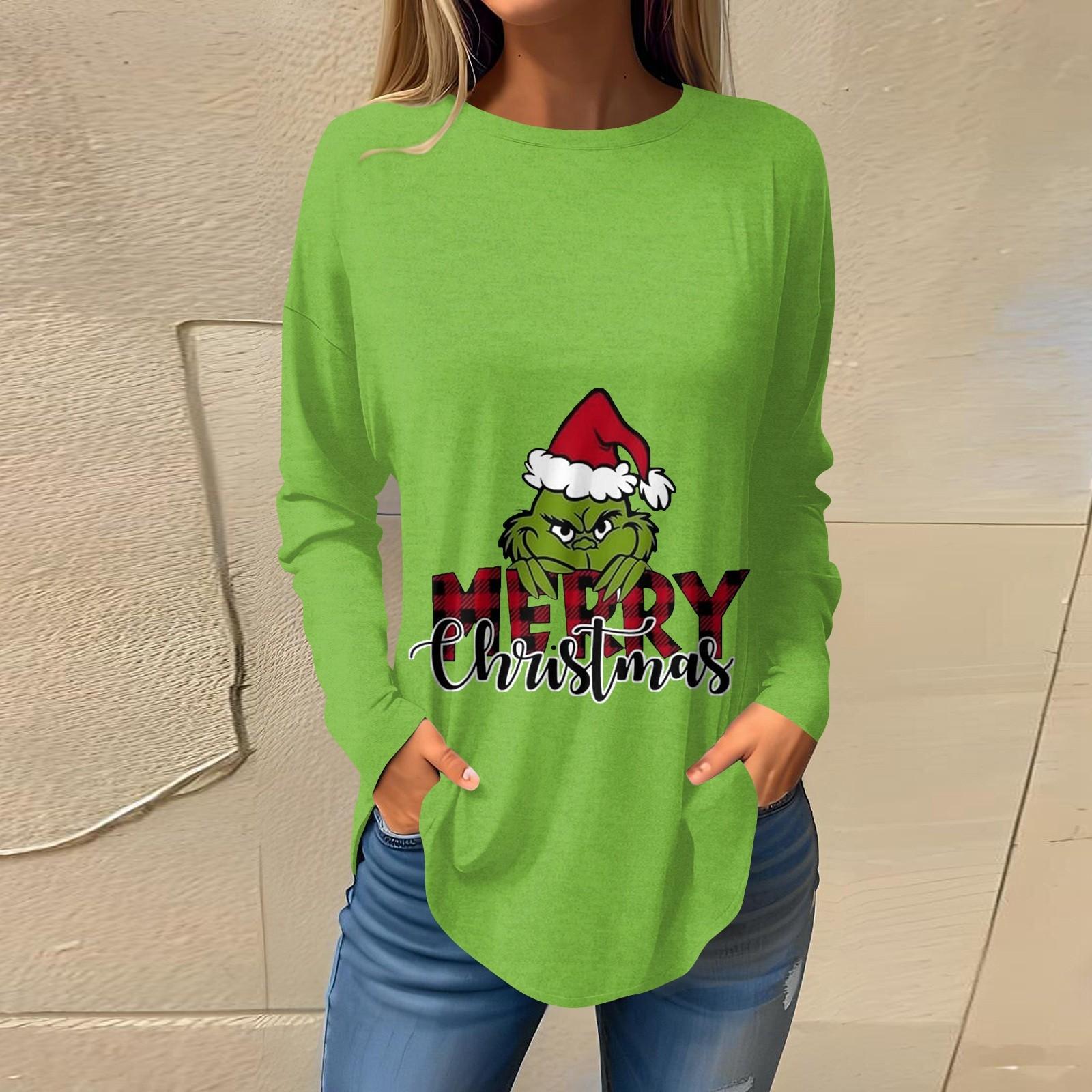 

Футболки для женщин, осенний повседневный модный топ с длинным рукавом, пуловер с принтом, топ L