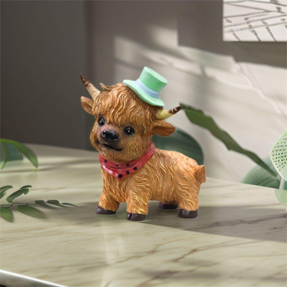 Cute Cow Statue Cartoon Miniatures Figurine Crafts Animal Sculpture  Cabinet