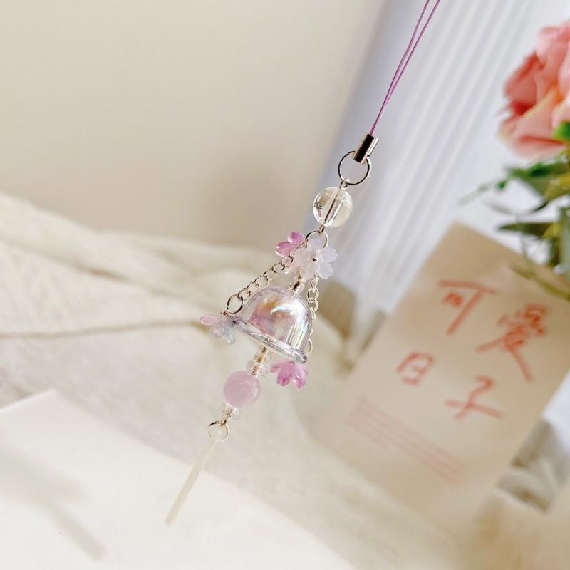 Stylish Jellyfish Wind Chime Glass Pendant Phone Decoration Portable Accessory for Nature Inspire Aesthetics Wear