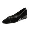 Shallow Single Shoes Rhinestone Women's Spring and Autumn New Pointed Thick Heel Mother Shoes Suede Low Heel Comfortable Mesh Women's Shoes