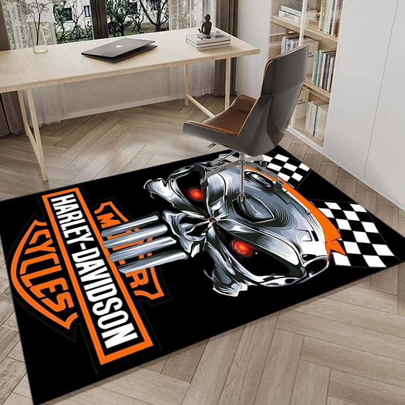 Harley-davidson Motorcycle Artwork Area Rug Office rug, Chair Rug, Decor Carpet Livingroom bedroom Mat, Large Size Fan gifts Christmas gifts