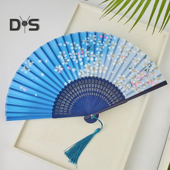 Faltfächer im chinesischen Stil mit Quasten, tragbarer Handkühlventilator für den Sommer, Dekoration, Tanz-Performance-Requisiten, Party-Kostümzubehör