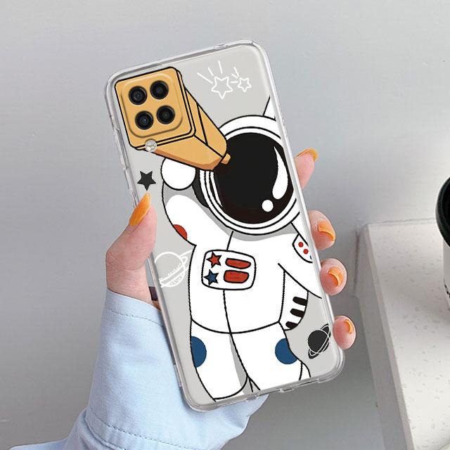 Case For Samsung Galaxy A52 A12 A51 A71 A32 A21s A22 A53 A23 A13 A03 A02 A41 A33 A11 A72 A73 Phone Cove Astronaut Cute