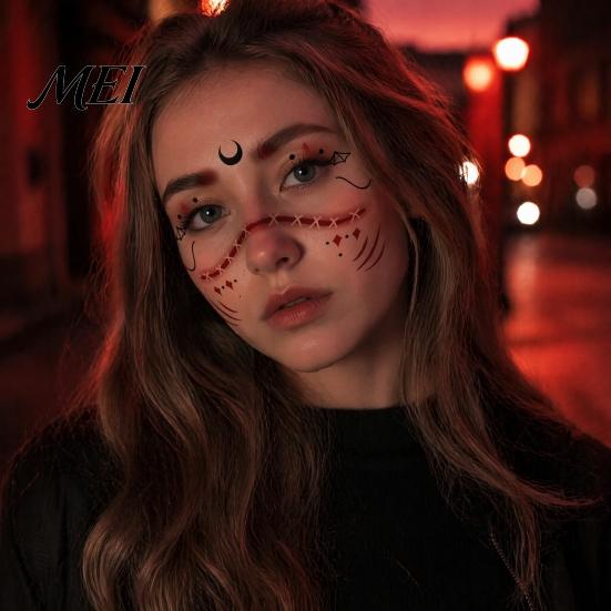 Temporary Face Tattoos for Party Halloween Tattoo Stickers, Waterproof Scary Makeup Decals Party, Funny Wound Scar Body Art Kids Adults Easy