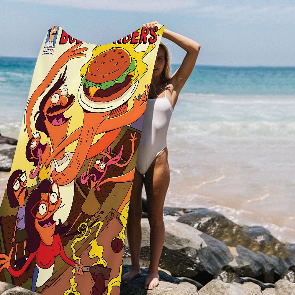 Asciugamano da Spiaggia Bobs B-Burgers Anime Morbido Assorbente Lavetta Regali per Bambini Viaggio Campeggio Palestra