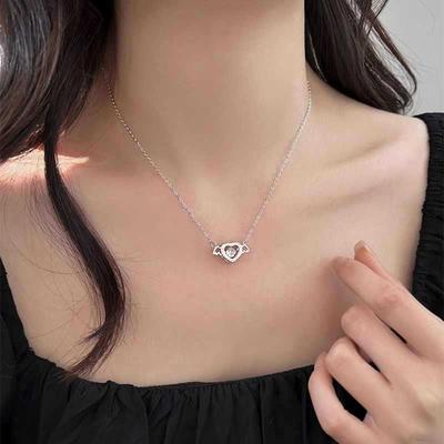 Beating Heart Love Angel Wings Necklace Women's Fresh and Sweet Niche Design