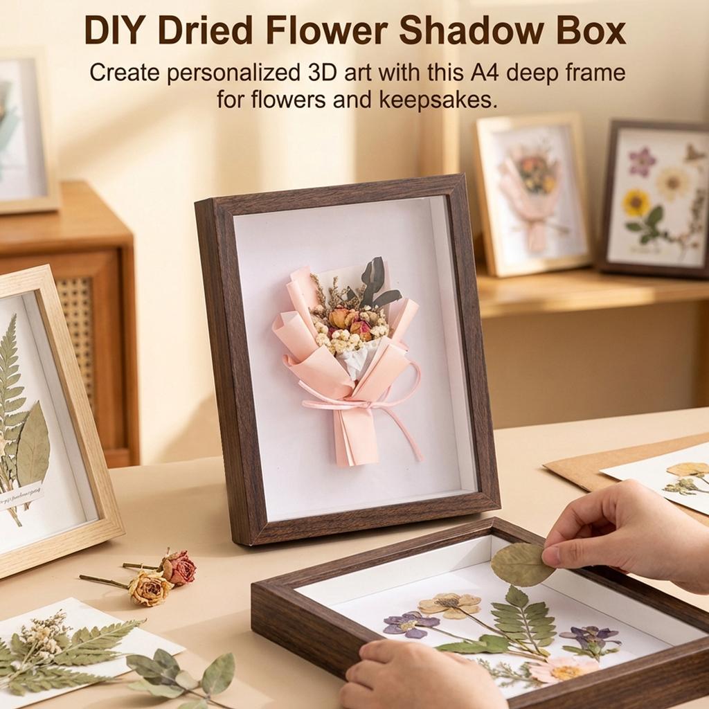 Acrylic Shadow Box Frame A4 Size 5cm Depth for DIY Flower Art Decoration