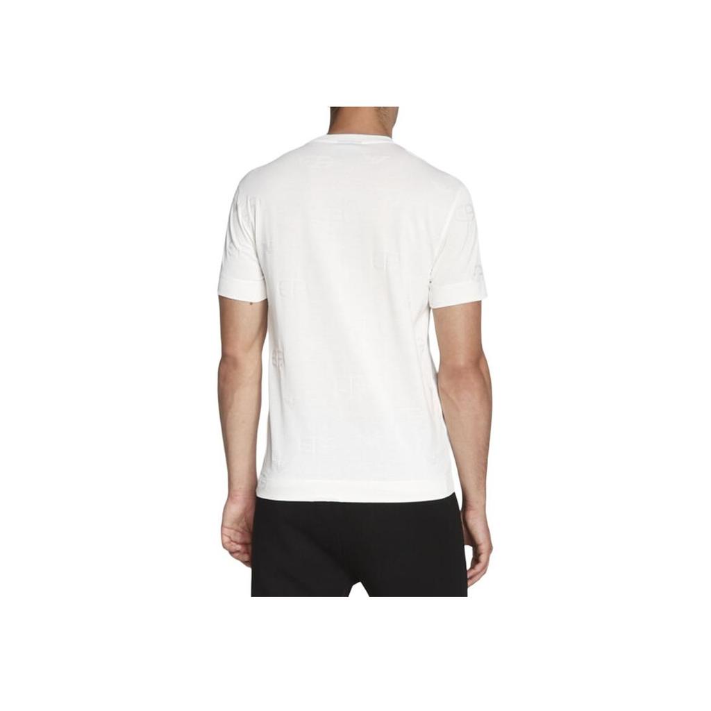 Emporio Armani FW22 Logo Pattern Crew Neck Short Sleeve T-Shirt Men Tops White 6L1TA2-1JGYZ-0176