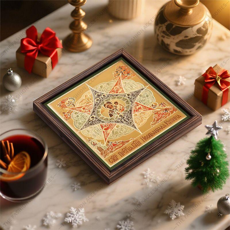 Decorative Painting of Orthodox icons,Consecrated Icon "The Burning Bush",Photo Frame painting,Christian Wall Art,20cm*20cm,Spiritual Decor Gift