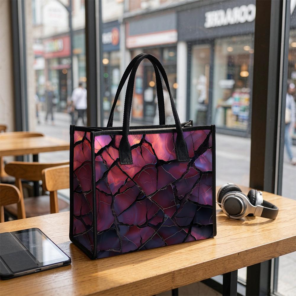 Purple Crack Pattern Tote Bag Large Capacity Casual Handbag for Daily Shopping Travel Commute Use