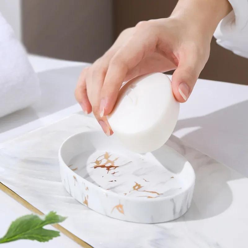 Gold-plated Marble Ceramic Soap Dispenser Gold Press Lotion Bottle Mouthwash Cup Soap Shampoo Dispenser Bathroom Accessories