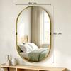 Wall Mirror, Bathroom Mirror with Elevated Aluminium Alloy Frame, 60 x 90 cm, Gold Tone
