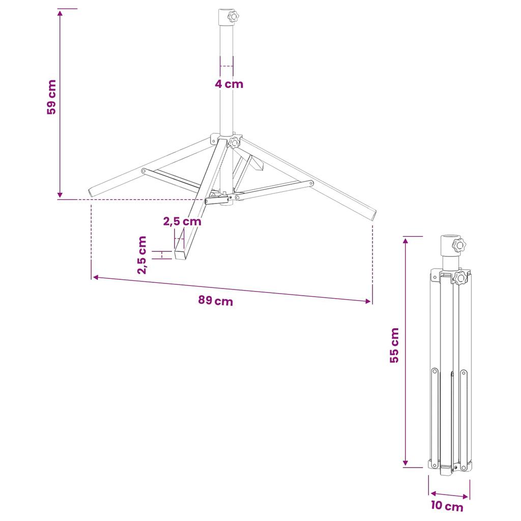Umbrella Stand White Steel for 25 32 mm Pole