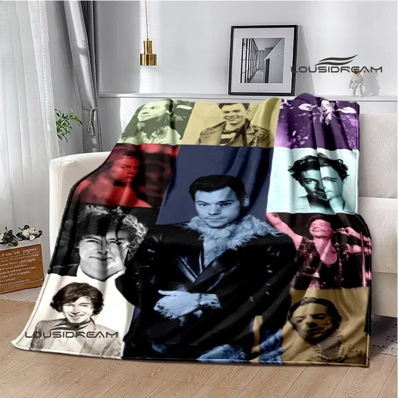 Sänger H-Harry-Styles bedruckte Decke Picknickdecken Flansch warme Decke Weiche und bequeme Decke Bettwäsche Geburtstagsgeschenk