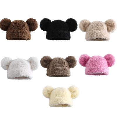 Cartoon Hat Head Wrap Furry Bear Soft Thicken Hood for Women Outdoor Wear Thicken Ear for Winter Sports Cycling Skiing