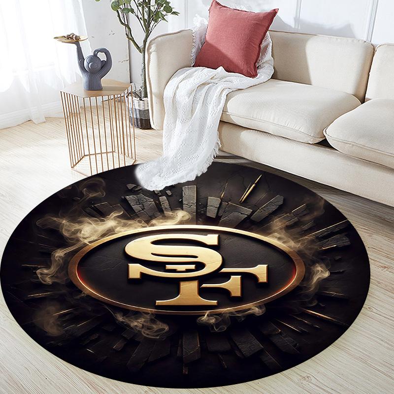 San Francisco 49ers2, Rond Vloerkleed, Tapijt voor Woonkamer Slaapkamer Bank Speelkamer Decoratie, Antislip Vloermat