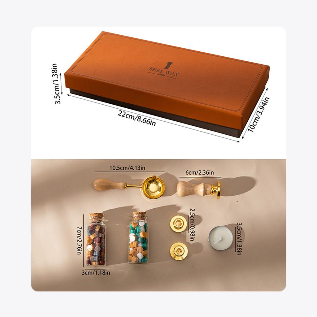 Wax Seal Stamp Kit with 3pcs Seal Stamp and 2 Bottle of Wax Beads Spoon Candle for Christmas Vintage Envelopes Letters