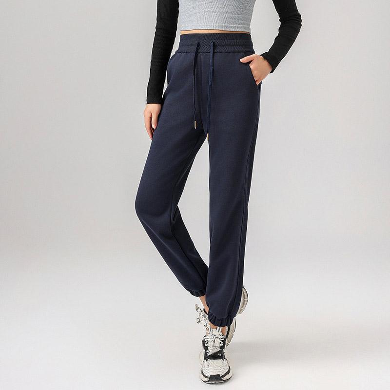 Damen Herbst Winter Lockere Lässige Bequeme Jogginghose Kordelzughose mit Taschen Bündel Fußhose