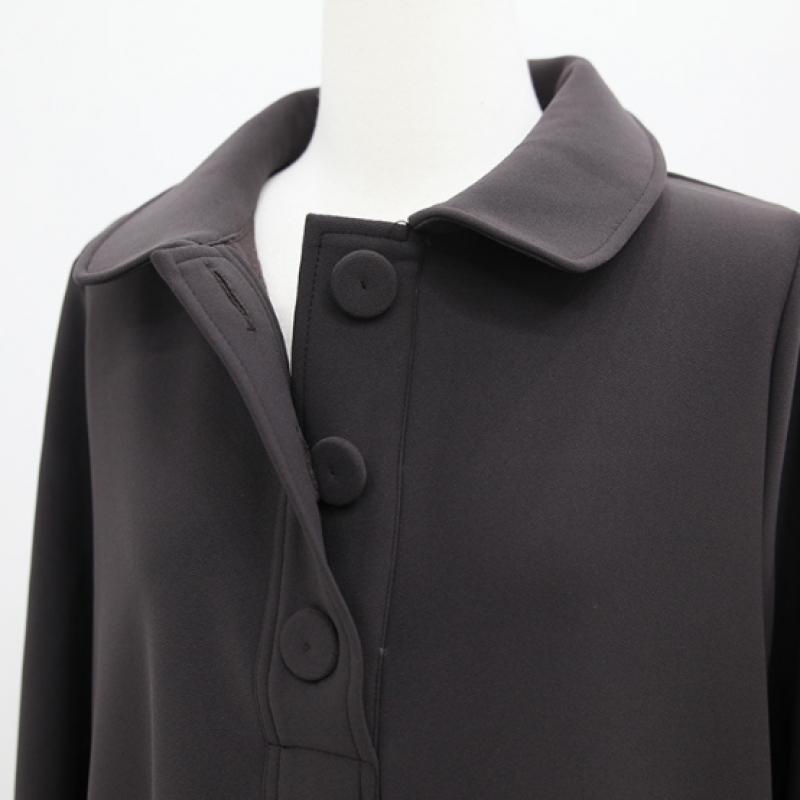 Shiz Madam Modern Big Button Collar Fleece Dress N2706