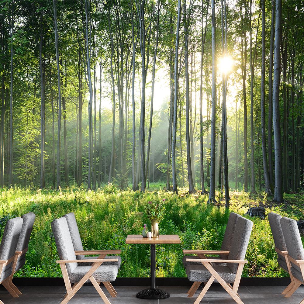 3d Green Forest Murals Nature Scenery Wall Murals Living Room Bedroom Background Forest Wallpaper Home Decor